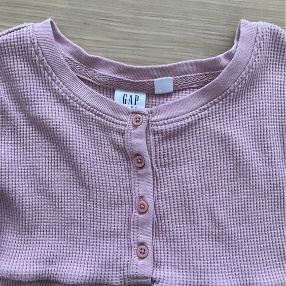 Gap Kids mauve pink waffle knit Henley button up empire waist dress, 4/5T - Picture 2 of 3